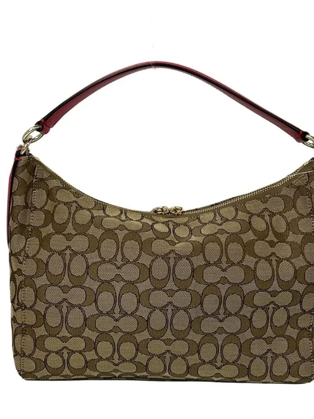 COACH Signature Celeste EW Hobo F58284 Beige Dark Brown Pink Jacquard Leather